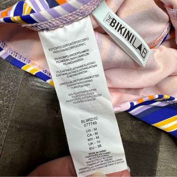 NWOT Bikini Lab Striped One Piece Swimsuit Medium - Picture 8 of 10